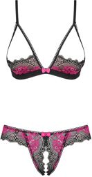 Ensemble ouvert Tulia 2 pièces Noir et rose