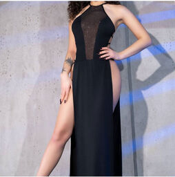 Robe longue et tanga CR-4391 Noir