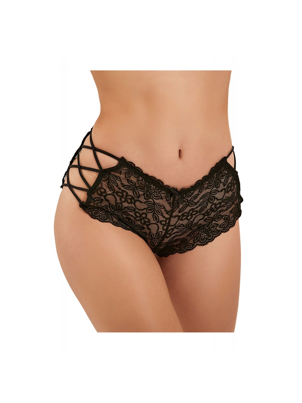 Tanga Dentelle & Lanières Noir GT