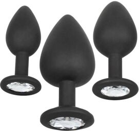 Kit 3 Plugs Anal Bijou Silicone Gem Anal Kit Noir
