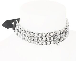 Collier Chaines cuir noir Noir