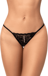 Mapalé String noir en dentelle avec perle suspendue Noir