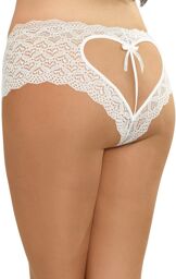 Shorty blanc grande taille de dentelle ouvert et ajouré sur les fesses forme coeur Blanc