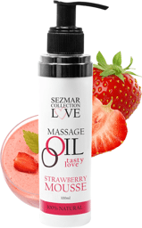 Huile de massage comestible parfum mousse fraise - 100 ml