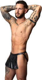 Mini-jupe jock en simili cuir Noir