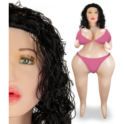 Poupée gonflable réaliste curvy brune curly tête 3D Malia