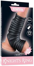 Wave Knights Ring - Manchon vibrant pour pénis et scrotum (Ø 2,8 cm) - Noir