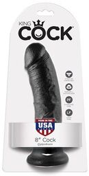 Gode réaliste à ventouse noir - 21 cm