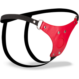Harnais cuir rouge pour gode