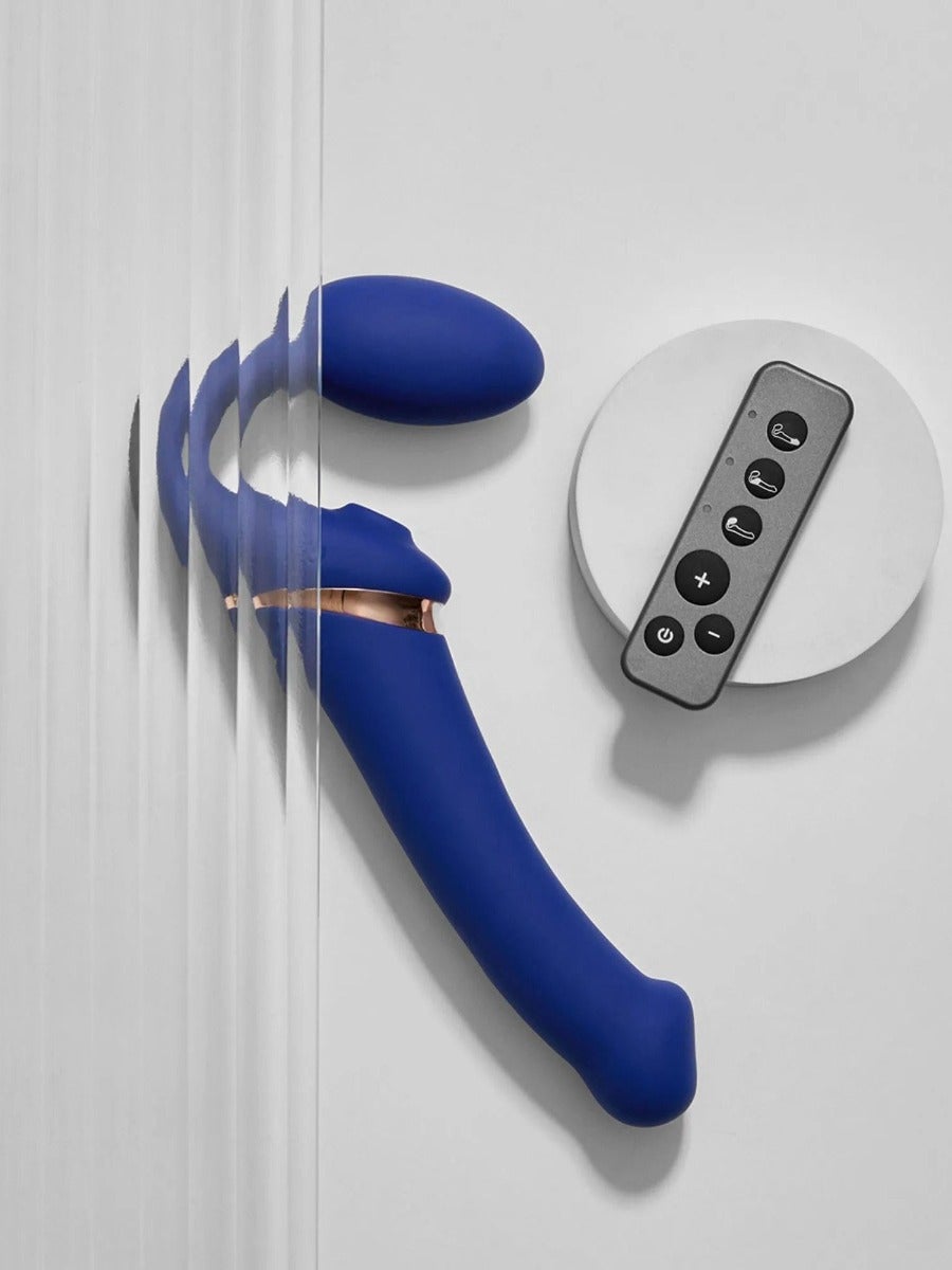 Strap-on vibrant télécommandé Multi Orgasm bleu S