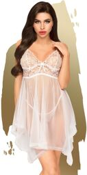 Nuisette et string assorti Blanc Naughty doll - PH0083WHT Blanc