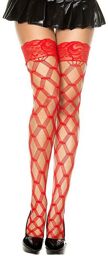 Bas rouges autofixants filet losange Rouge