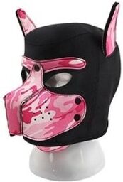 Masque Puppy Néoprène Dog On Noir-Camouflage Rose