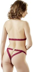 Soutien-gorge ouvert et string rouge à larges bandes sexy