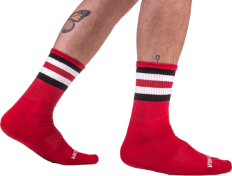 Chaussettes Half Socks Stripes Rouge Noir Blanc