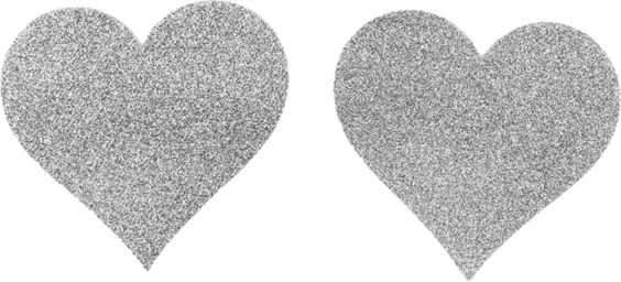 Paire de cache tétons adhésifs cœur pailleté blanc