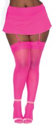 Bas nylon rose néon coutures pour jarretelles Rose neon