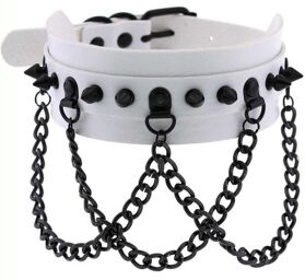 Collier à pointes Piky Blanc-Noir