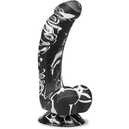 Gode godemichet ventouse courbé silicone gode vaginal ou anal homme ou femme - Noir et Blanc