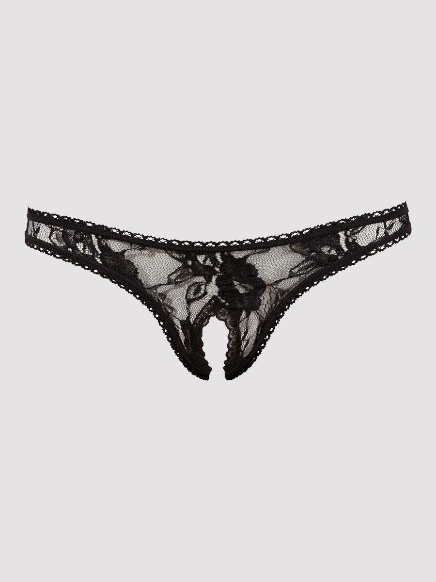 String ouvert en dentelle noir L