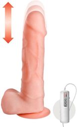 Vibromasseur gode réaliste ventouse et testicules 21 cm va-et-vient avec télécommande Peau