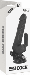 Gode Réaliste tésticule Noir 18,5 CM vibrant à ventouse