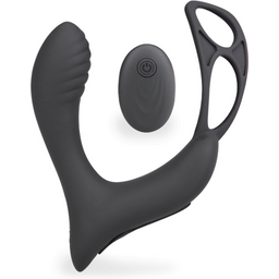 Vibromasseur sex toy homme gode anal Stimulateur de prostate vibrant avec double cockring Pro P - Noir