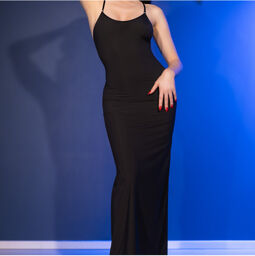 Robe longue avec strass et dos élastique Noir