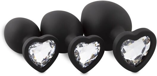 Ensemble de plugs anaux en silicone avec diamant - Cœur