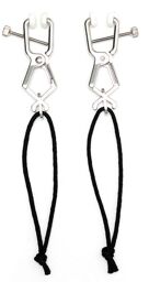 Pinces à seins réglables sans chaîne - Noir & Argent