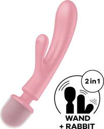 2 en 1 Vibromasseur rabbit et wand rose USB Triple Lover Satisfyer