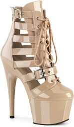 Bottines à Talons Strappy en Dentelle nude