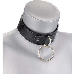 Collier cuir BDSM 1 anneau avec chaine