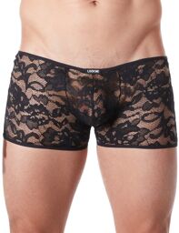 Boxer noir en fine dentelle avec légère transparence Noir