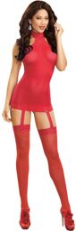 Bodystocking rouge effet guêpière avec dentelle - DG0035RED Rouge