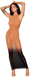 Robe bodystocking avec motifs zèbre, aux couleurs cuivrées Cuivre/Noir
