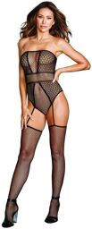 Combinaison bodystocking résille fantaisie - DG0355BLK Noir
