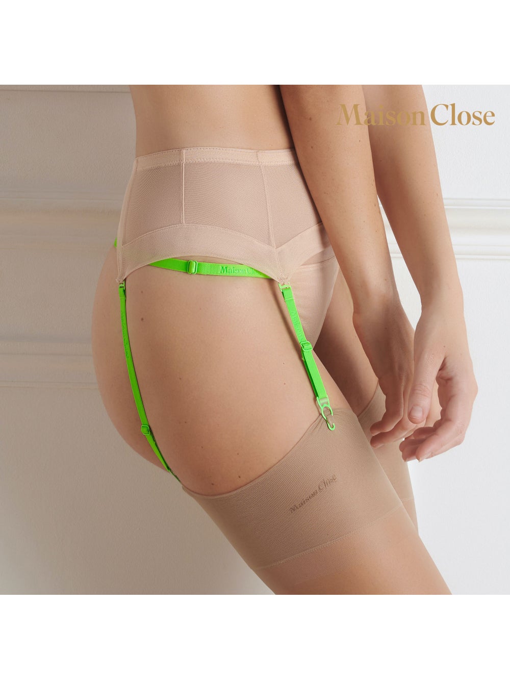 Porte-Jarretelles Corps à Corps Chair & Vert Fluo