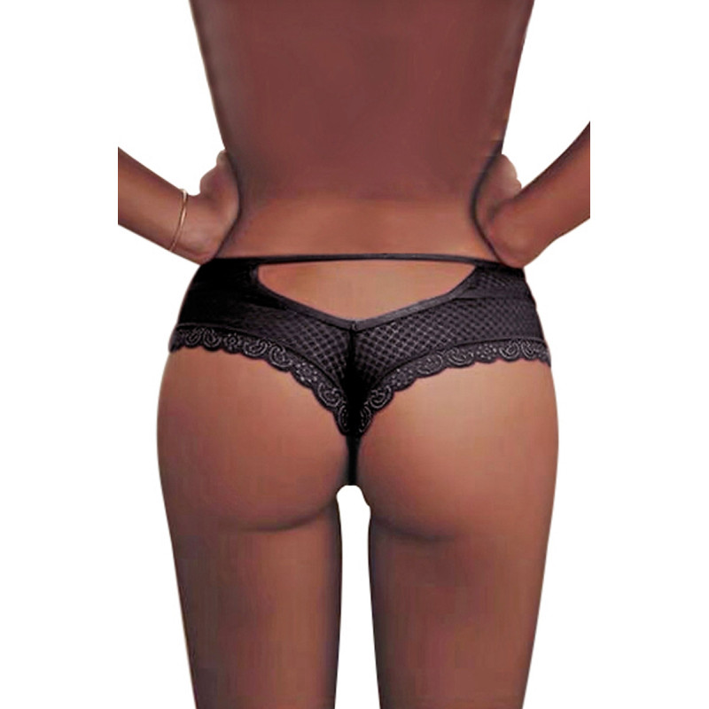 Tanga noir dentelle