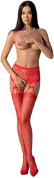 Collants effet porte-jarretelles rouges Rouge