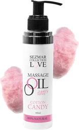 Huile de massage comestible parfum Barbe à papa - 100 ml