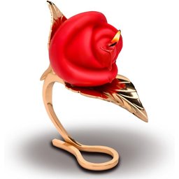 - Bougie en Forme de Rose avec Support - Rouge