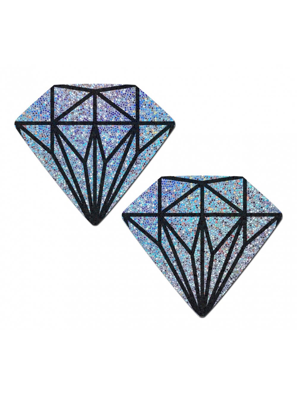 Caches-Tétons Diamant Scintillant Argentés