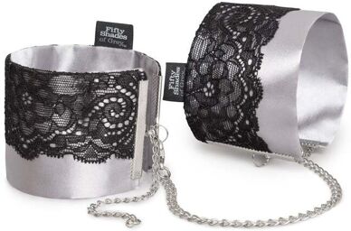 Menottes Poignets Dentelle et Satin Play Nice Argenté