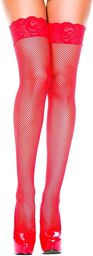 Bas rouges fine résille autofixants jarretières dentelle Rouge