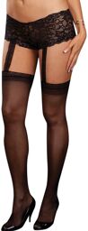 Bas collant grande taille noirs jarretelles shorty intégré - DG0093X Noir