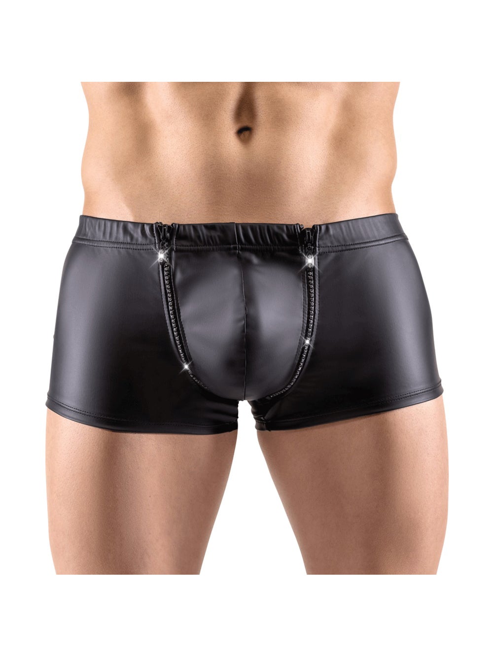 Boxer double zip strass noir