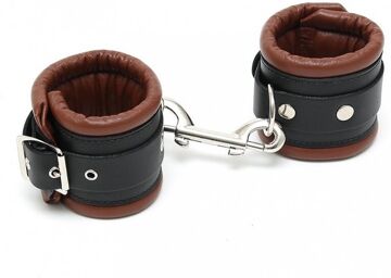 Menottes chevilles rembourrés luxueuses marron