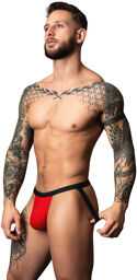 Jock en micro maille rouge et noir Noir