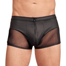 Caleçon pour homme en similicuir avec fermeture éclair - Noir